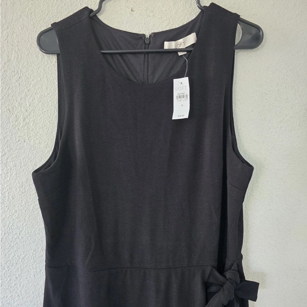 $89 Loft Black Wrap Dress Women Sz 14 Sleeveless SideTie Pencil Witchy New - Picture 5 of 12